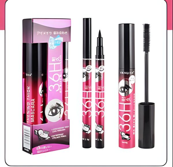 Yanqina Black Liquid Eyeliner + 3d Mascara (2 In 1) Quick Drying Waterproof Non-smudge Eye Liner Pencil Makeup Set